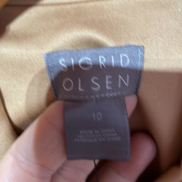 Sigrid olsen 10 3/4 length shaped jacket lined tan jacket grey stitching nwt - Picture 2 of 12
